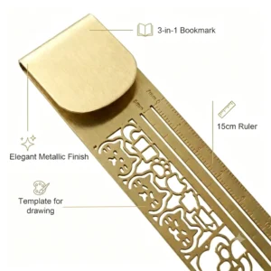 JEREMYTIS™🐱✨ Cat Lover’s 3-in-1 Metal Bookmark Ruler | Bookmark, Ruler & Coloring